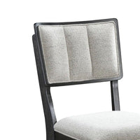 Kliu Counter Height Chair Set of 2, Light Gray Fabric, Black Wood Frame - BM340219