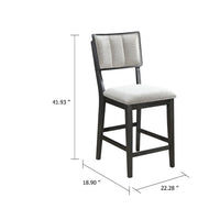 Kliu Counter Height Chair Set of 2, Light Gray Fabric, Black Wood Frame - BM340219