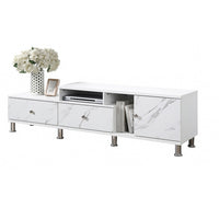 Hopo TV Stand Media Cabinet, 2 Drawers, Cabinet, White Faux Marble, 71 Inch - BM340221