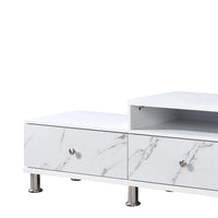Hopo TV Stand Media Cabinet, 2 Drawers, Cabinet, White Faux Marble, 71 Inch - BM340221