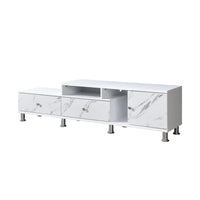 Hopo TV Stand Media Cabinet, 2 Drawers, Cabinet, White Faux Marble, 71 Inch - BM340221