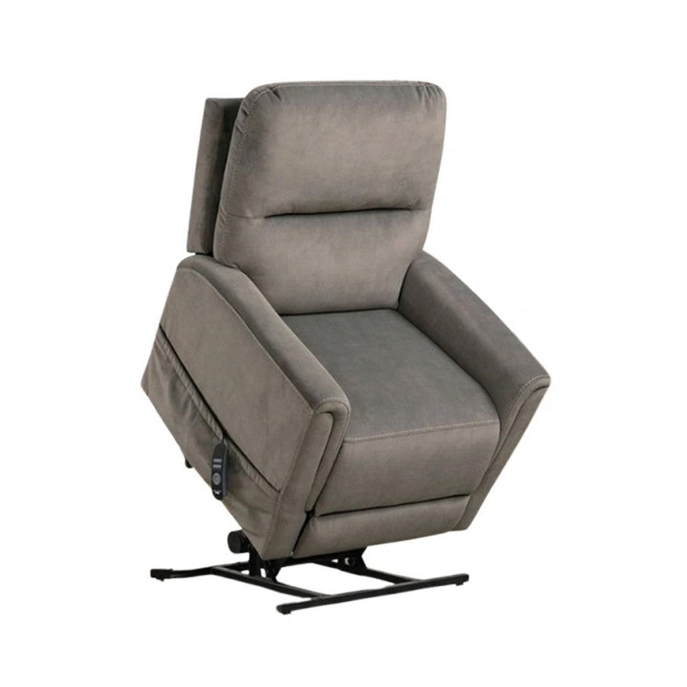 Power Lift Chair with Heat and Massage, Gray Fabric Padded, USB Port - BM340289