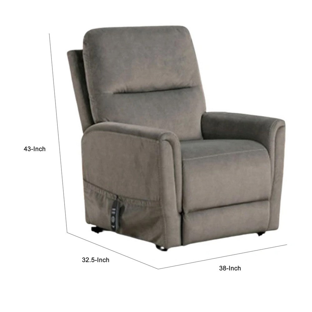 Power Lift Chair with Heat and Massage, Gray Fabric Padded, USB Port - BM340289