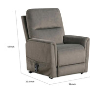 Power Lift Chair with Heat and Massage, Gray Fabric Padded, USB Port - BM340289