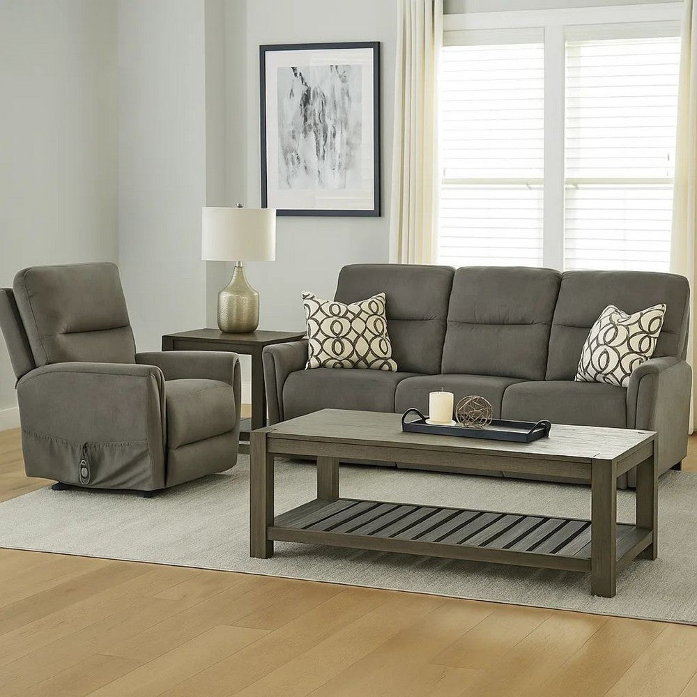 Power Lift Chair with Heat and Massage, Gray Fabric Padded, USB Port - BM340289