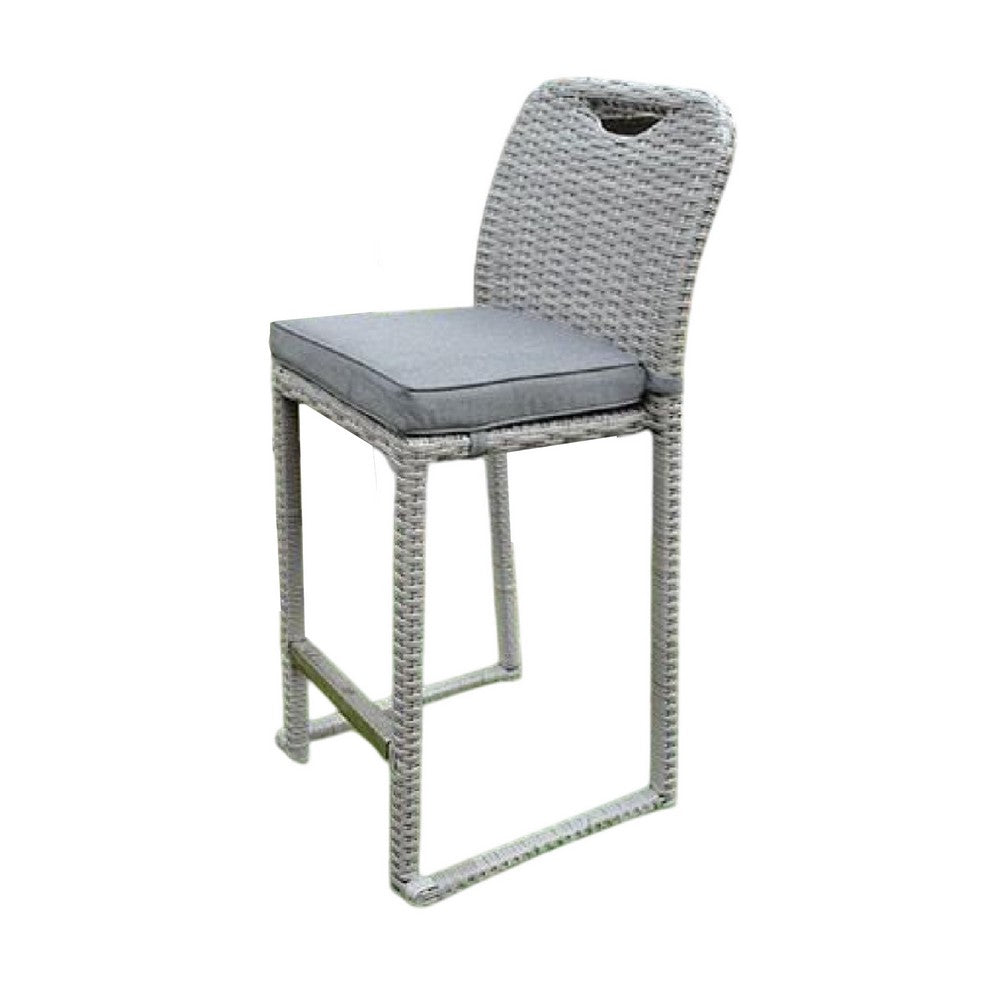Mio Barstool Chair Set of 6, Thick Seat Cushion, Gray Wicker Frame - BM340340