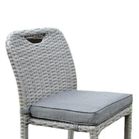 Mio Barstool Chair Set of 6, Thick Seat Cushion, Gray Wicker Frame - BM340340