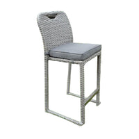 Mio Barstool Chair Set of 6, Thick Seat Cushion, Gray Wicker Frame - BM340340
