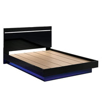 Pero King Size Bed w Silver Trimmed Headboard, LED Footboard, Black  - BM340346