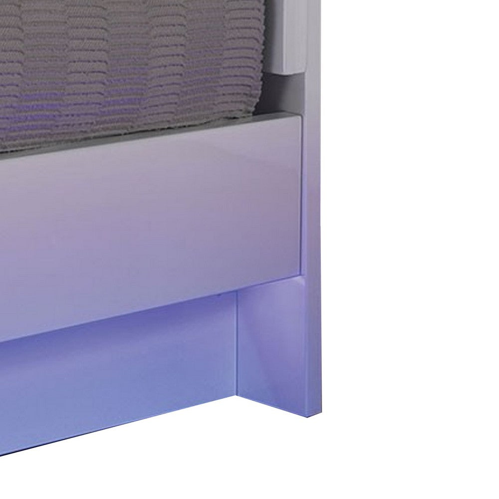 Pero King Size Bed w Silver Trimmed Headboard, LED Footboard, White  - BM340347