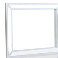 Moe 3pc LED Vanity Set with Desk, Stool and Mirror, Glass Top, White - BM340353