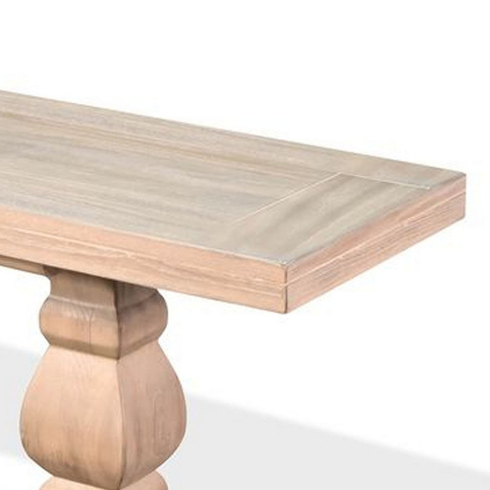 Anna Dining Bench, 60 Inch, Double Pedestal, Wheat Brown Solid Wood - BM340357