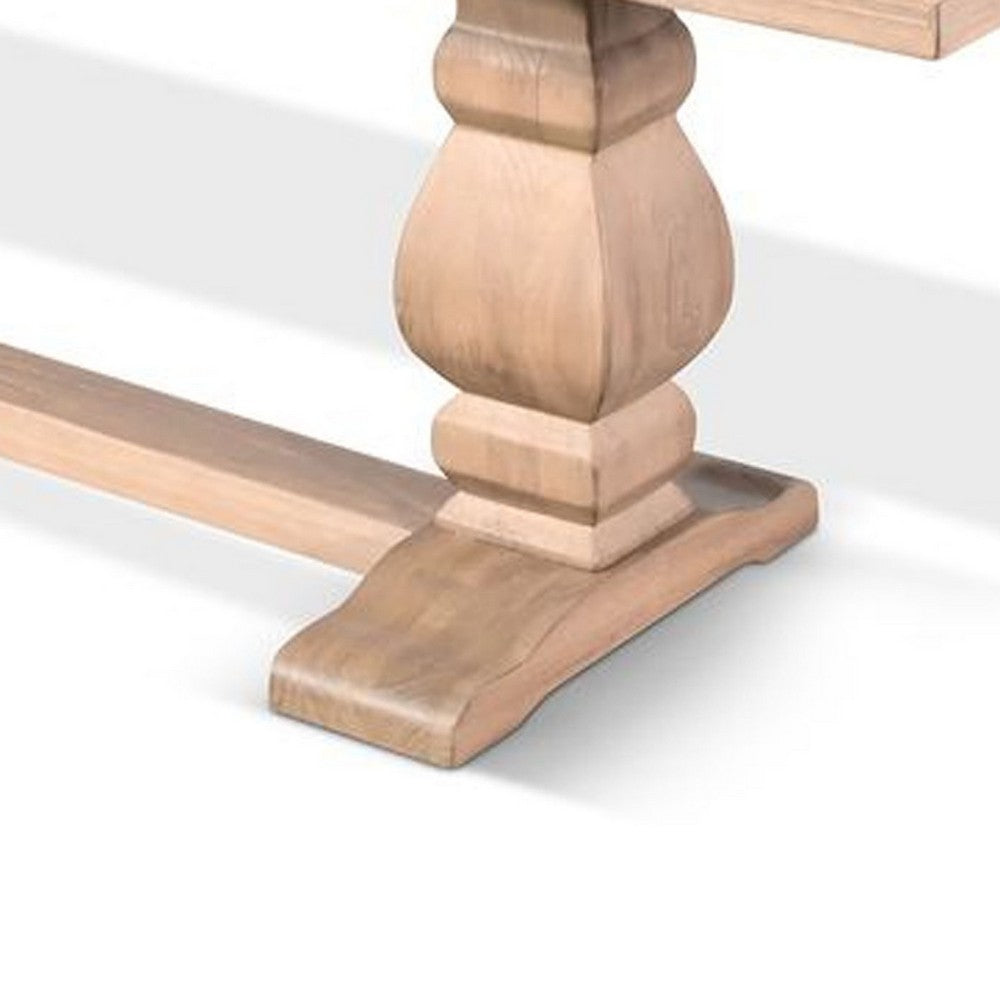 Anna Dining Bench, 60 Inch, Double Pedestal, Wheat Brown Solid Wood - BM340357