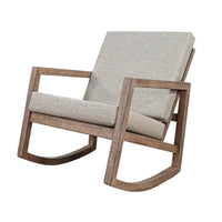 Diry Rocking Chair, Soft Gray Seat and Back, Natural Brown Mahogany Wood - BM340358