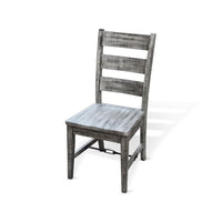 Zeka Ladderback Chair Set of 2, Weathered Gray Solid Mahogany Wood - BM340359