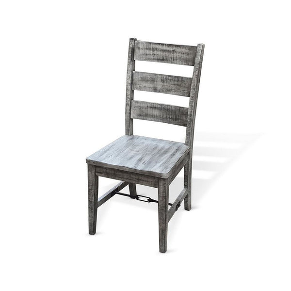 Zeka Ladderback Chair Set of 2, Weathered Gray Solid Mahogany Wood - BM340359