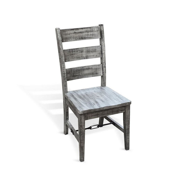 Zeka Ladderback Chair Set of 2, Weathered Gray Solid Mahogany Wood - BM340359