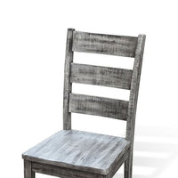 Zeka Ladderback Chair Set of 2, Weathered Gray Solid Mahogany Wood - BM340359