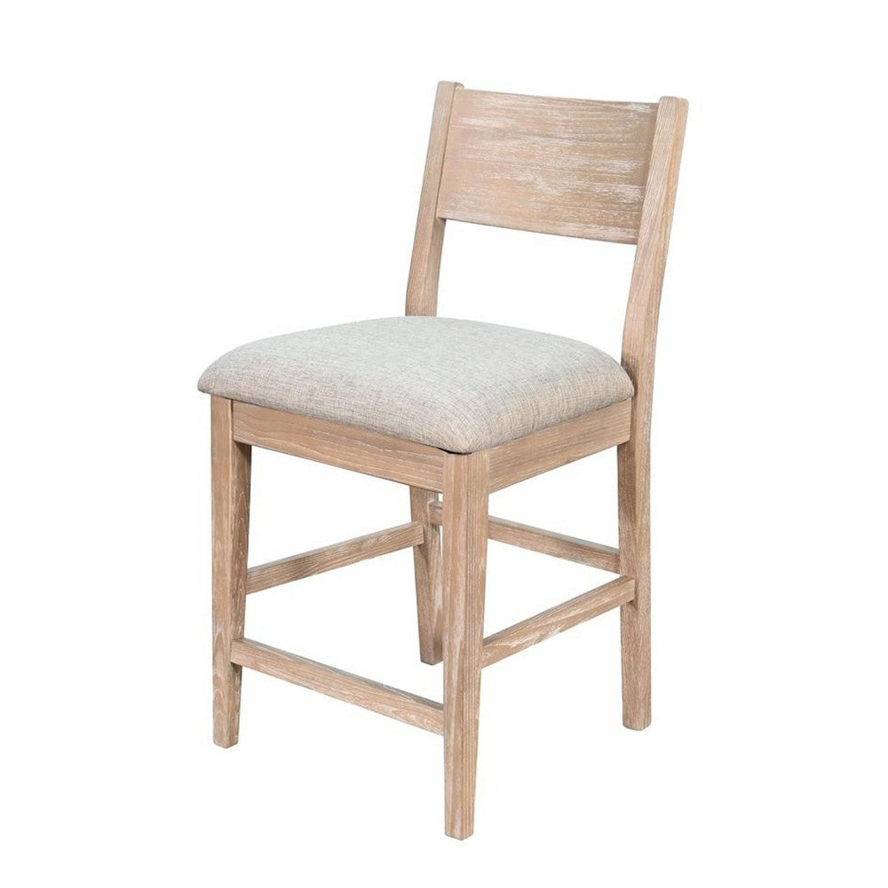 Casy Counter Height Chair Set of 2, Gray Cushion, Natural Brown Solid Wood - BM340360
