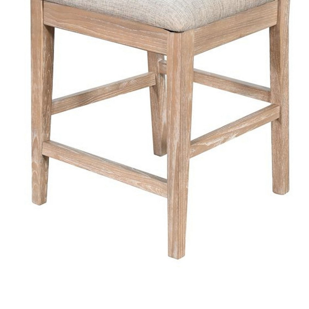 Casy Counter Height Chair Set of 2, Gray Cushion, Natural Brown Solid Wood - BM340360