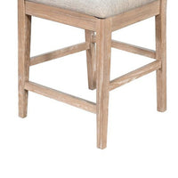 Casy Counter Height Chair Set of 2, Gray Cushion, Natural Brown Solid Wood - BM340360