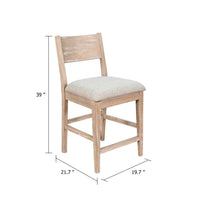 Casy Counter Height Chair Set of 2, Gray Cushion, Natural Brown Solid Wood - BM340360