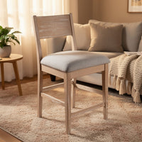 Casy Counter Height Chair Set of 2, Gray Cushion, Natural Brown Solid Wood - BM340360