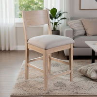 Casy Counter Height Chair Set of 2, Gray Cushion, Natural Brown Solid Wood - BM340360