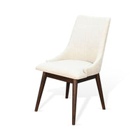 Amy Dining Side Chair Set of 2, White Cushioned Seat, Dark Brown Solid Wood - BM340361
