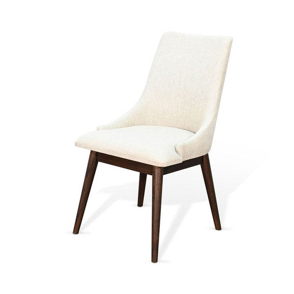 Amy Dining Side Chair Set of 2, White Cushioned Seat, Dark Brown Solid Wood - BM340361