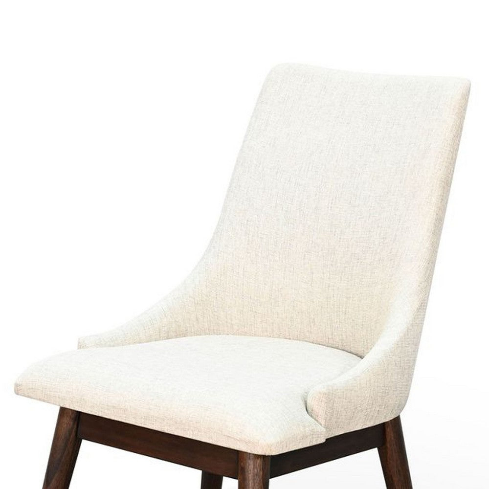 Amy Dining Side Chair Set of 2, White Cushioned Seat, Dark Brown Solid Wood - BM340361
