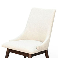 Amy Dining Side Chair Set of 2, White Cushioned Seat, Dark Brown Solid Wood - BM340361