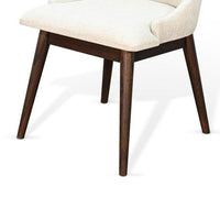Amy Dining Side Chair Set of 2, White Cushioned Seat, Dark Brown Solid Wood - BM340361