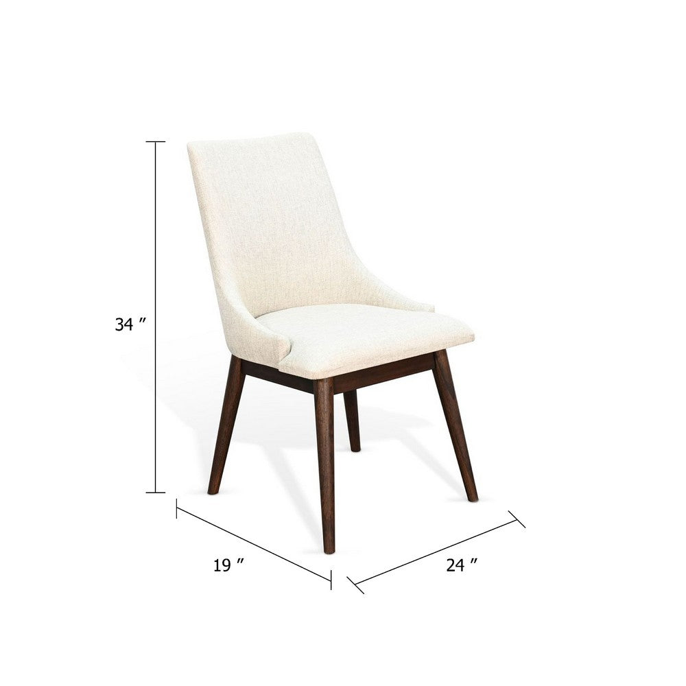 Amy Dining Side Chair Set of 2, White Cushioned Seat, Dark Brown Solid Wood - BM340361