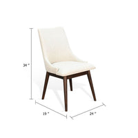 Amy Dining Side Chair Set of 2, White Cushioned Seat, Dark Brown Solid Wood - BM340361