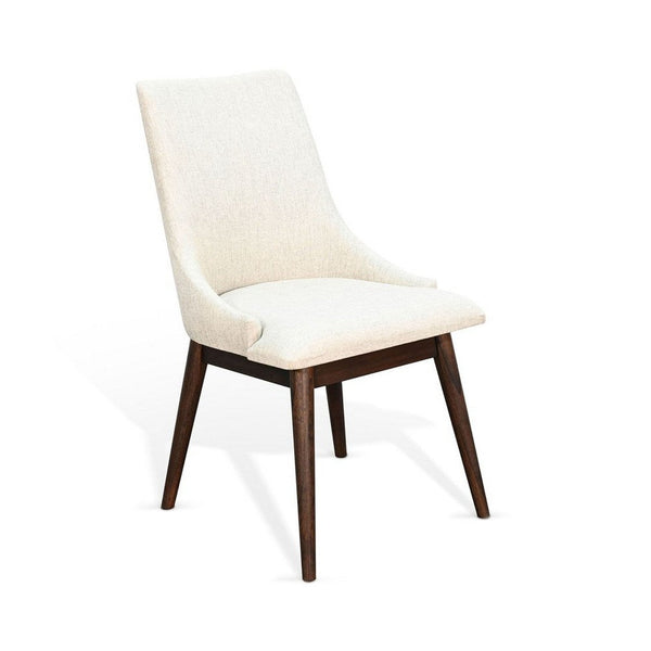 Amy Dining Side Chair Set of 2, White Cushioned Seat, Dark Brown Solid Wood - BM340361