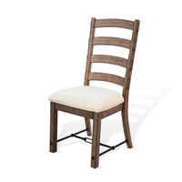 Yael Ladderback Dining Chair Set of 2, White Seat, Brown Solid Mahogany - BM340363