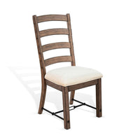 Yael Ladderback Dining Chair Set of 2, White Seat, Brown Solid Mahogany - BM340363