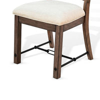 Yael Ladderback Dining Chair Set of 2, White Seat, Brown Solid Mahogany - BM340363