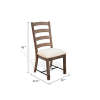 Yael Ladderback Dining Chair Set of 2, White Seat, Brown Solid Mahogany - BM340363