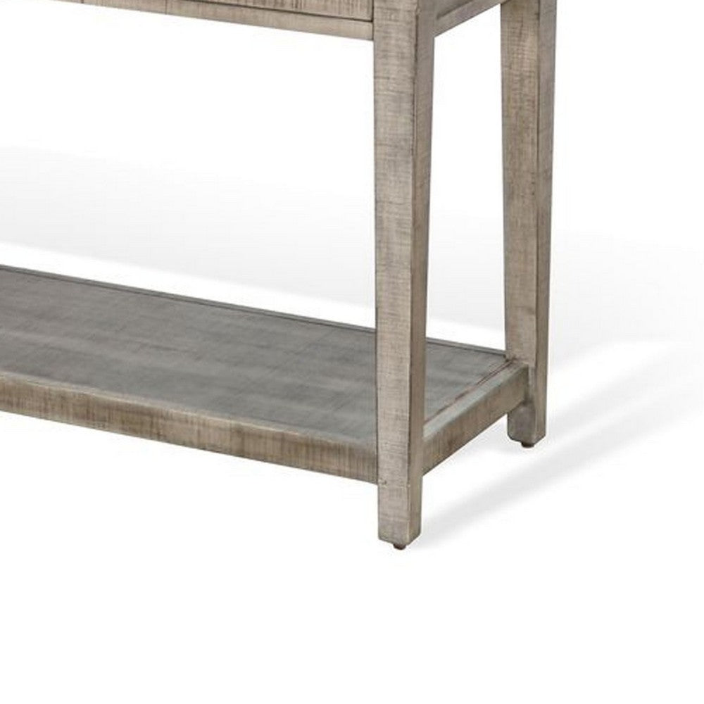 Camie Sofa Console Table, 48 Inch, 3 Drawers, Gray Solid Mahogany - BM340364