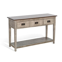 Camie Sofa Console Table, 48 Inch, 3 Drawers, Gray Solid Mahogany - BM340364