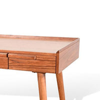 Amy Writing Desk, 48 Inch Rectangular Tabletop, 3 Drawers, Brown Solid Wood - BM340365