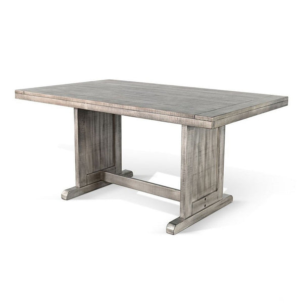 Zeka Dining Table, 60 Inch Top, Double Pedestal, Gray Solid Wood - BM340366