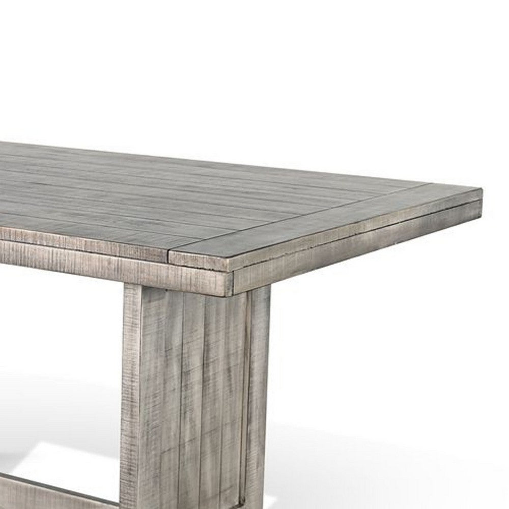 Zeka Dining Table, 60 Inch Top, Double Pedestal, Gray Solid Wood - BM340366