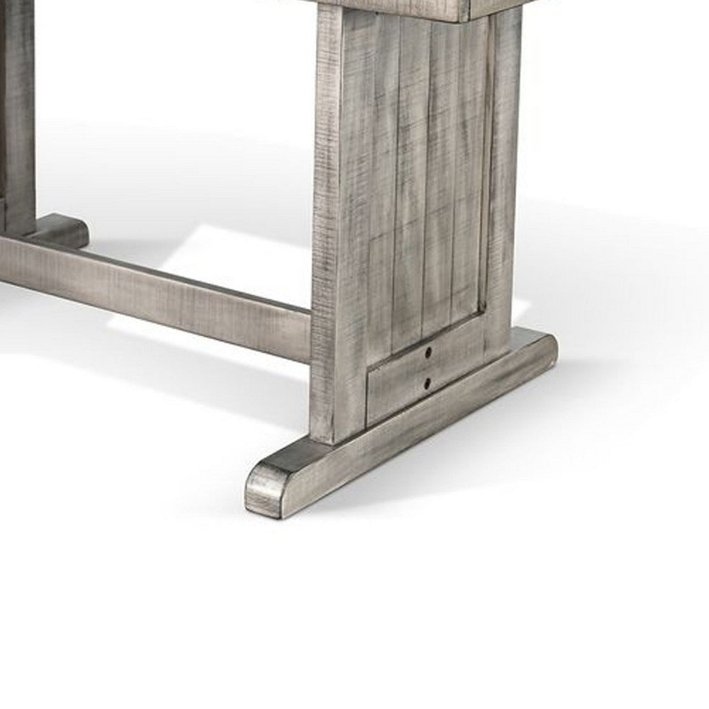 Zeka Dining Table, 60 Inch Top, Double Pedestal, Gray Solid Wood - BM340366