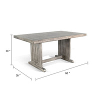 Zeka Dining Table, 60 Inch Top, Double Pedestal, Gray Solid Wood - BM340366