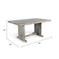 Zeka Dining Table, 60 Inch Top, Double Pedestal, Gray Solid Wood - BM340366