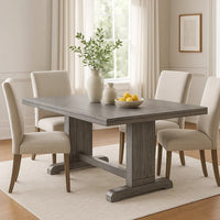 Zeka Dining Table, 60 Inch Top, Double Pedestal, Gray Solid Wood - BM340366