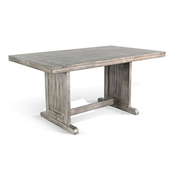 Zeka Dining Table, 60 Inch Top, Double Pedestal, Gray Solid Wood - BM340366